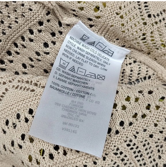Joan Rivers Crochet Hooded Open Cardigan Medium Sz Beige Modern Top w Si… - Picture 4 of 5